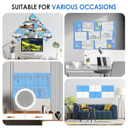 MaxGear Felt Bulletin Board 36" x 24", 6 Pack Blue Felt Wall Tile Push Pin - color: Blue, size: 36" x 24"