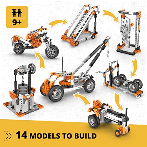 Engino STEM Toys, Mechanics: Wheels, Axles & Inclined Planes, Building Toys for Kids 9+, Fun Educational Set, Gifts for Boys & Girls, Kids Engineering Kit (14 Model Options) - style: Wheels, Axles & Inclined Planes