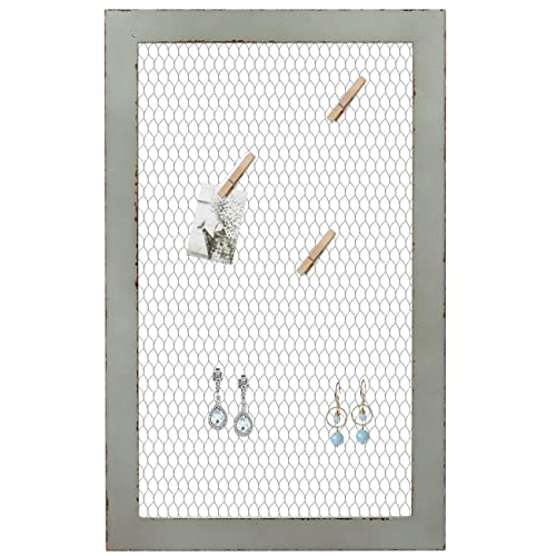 SOFE Rustic Chicken Wire Bulletin Board, Grid Wall Panel 18 × 29" - color: Grey