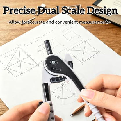 Unjoo Compass and Protractor Set, 6 Inch Protractor with Swing Arm (Blue) - color: Blue