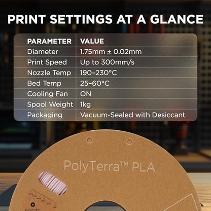 Polymaker Matte PLA Filament Sakura Pink 1.75mm 1kg 3D Printing Filament, PolyTerra 3D Printer PLA Filament - color: Sakura Pink, size: 1kg
