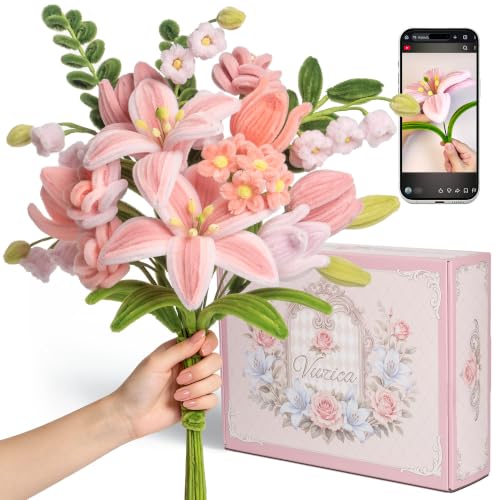 Vuzica 741Pcs Pipe Cleaner Flower Kit, 8mm Pink Pipe Cleaners Bulk - color: Lily Blush - Classic