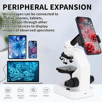 40-2000X HD Optical Microscope for Students, Dual LED Lights, with Specimen Slides (Basic Version+Eyepiece) - color: Basic Version+Eyepiece