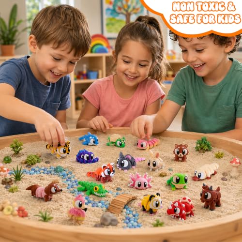 JOICEE 36Pcs 3D Printed Animals with Big Eyes Articulated Fidget Toys - color: Yellow