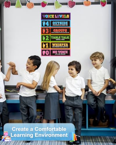 D24TIME Voice Level Chart for Classrooms - 11.2‘’x16.5'' Waterproof Classroom Rules Poster Noise Levels Educational Sign Teacher Must Haves for Classroom Elementary Back to School Teachers Supplies - color: Attractive