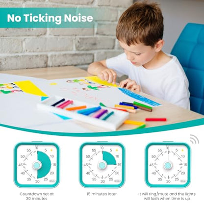 Visual Timer for Kids, Cute Timer with Pause Function, Green - color: Green