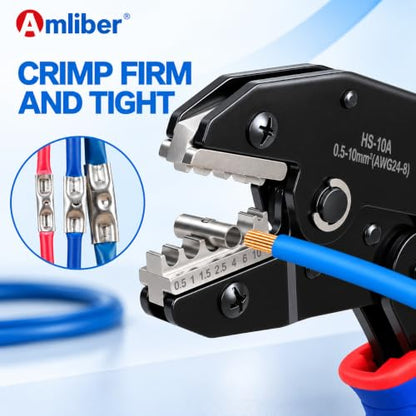 420PCS Non Insulated Butt Connectors with Crimping Tool, 24-8 AWG - style: 420 PCS Non Insulated Connectors With Crimper