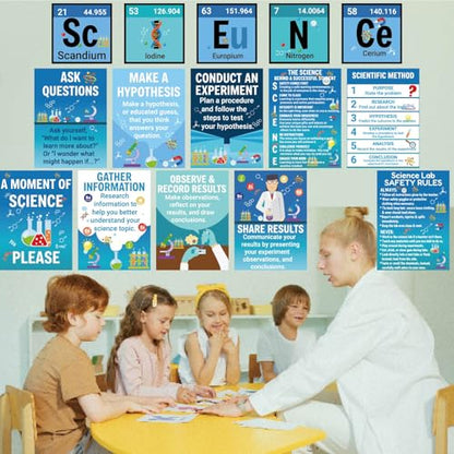 Fankya 17PCS Science Posters for Classroom Scientist Bulletin Board Set periodic table Poster Art Prints Classroom Decoration for Science Lab Elementary Middle High School Wall Art Teacher Supplies
