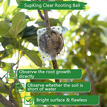 Supking 8 Pcs Air Layering Pods Plant Rooting Grow Propagation Ball Small Transparent Assisted Cutting Rooting Grafting Device Root Box for Plants - size: Small