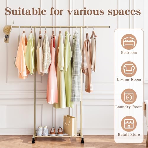SUOERNUO Clothes Rack with Lockable Wheels Garment Rack for Hanging Clothes