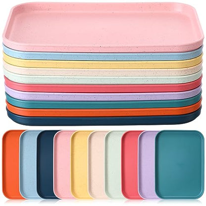 Dandat 20 Pack Small Cafeteria Trays 9.8 x 6.7 Inch Lunch Trays Colorful
