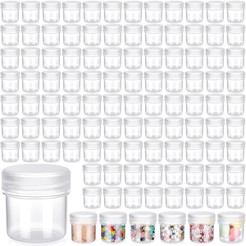 Meanplan 100 Pcs 1.7 oz Clear Plastic Container Jar with Lid Leak Proof - color: Clear, size: 1.7 oz