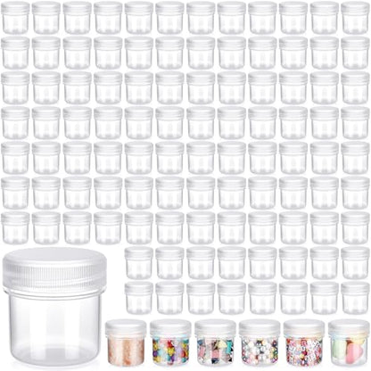Meanplan 100 Pcs 1.7 oz Clear Plastic Container Jar with Lid Leak Proof - color: Clear, size: 1.7 oz