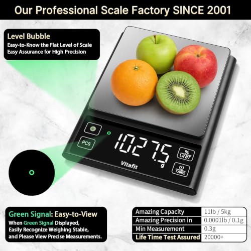 Vitafit 11lb Digital Food Scale High Accuracy 0.1g, Kitchen Scale Big LED