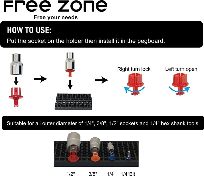 Free Zone Bit Organizer Set, 316-Hole 1/4" Hex Bit Toolbox Storage - color: Red