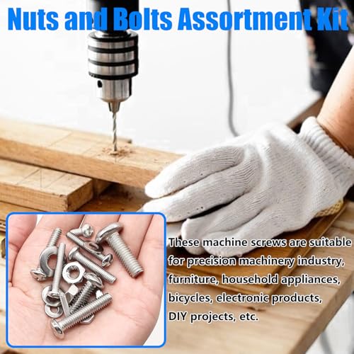 1287Pcs Nuts and Bolts Assortment Kit, 304 Stainless Steel Bolts Machine Screws Hardware Assortment Kit, Metric & SAE Phillips Pan Head Screws, Assorted Bolts, Nuts and Washers Kit - size: SS SAE & Metric Kit