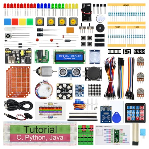 Freenove Ultimate Starter Kit for Raspberry Pi Pico 1 2 W (Not Included), 767-Page Detailed Tutorial, 220 Items, 119 Projects, Python C Java Code - color: without Raspberry Pi Pico