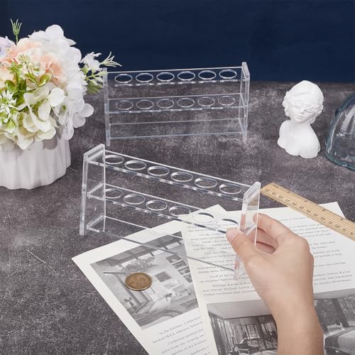 Clear Acrylic Test Tube Rack 6 Holes 21mm Dia Test Tubes Holder Rollerball Perfume Organizer Shot Tubes Holder Plant Hydroponic Propagation Station Multipurpose for Pens Lab Desk Use - size: 21mm