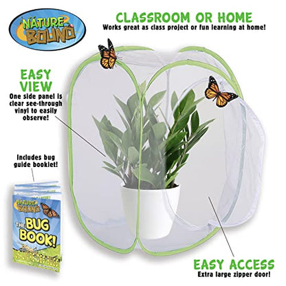 Nature Bound Butterfly Growing Kit - Live Caterpillar to Butterfly Project for Kids - Includes Voucher for Caterpillars, Green Pop-Up Enclosure, and STEM Learning Guide - style: Pop-Up Terrarium 24