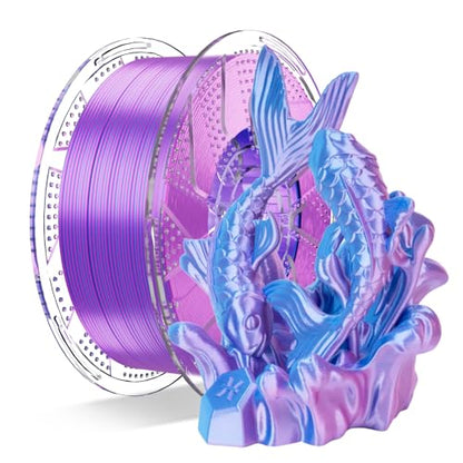 Chitu Systems Conjure Dual Color Silk PLA Filament, Christmas Rose Red Sky Blue Filament, Reusable Spool Compatible with Bambulab Refill Filament, Diameters 1.75±0.02 mm 3D Printer Filament 1KG/2.2lb - color: Rose Red Sky Blue-1kg, size: B-Silk PLA-Dual C