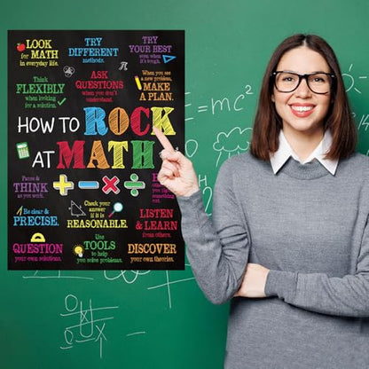 COCHIE Math Posters Set for Classroom Decorations, Back to School Math Class Rules Poster Wall Decor for Primary Elementary Middle High School Teacher Must Haves Supplies - 14 4/5"x11" - style: Math