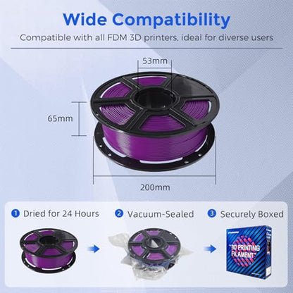 FLASHFORGE PETG Pro Filament 1.75mm Purple, 3D Printer Filament 1kg (2.2lbs) Spool, Dimensional Accuracy +/- 0.02mm, 3D Printing Filament for Various Mechanical Parts, Waterproof Parts - color: Purple