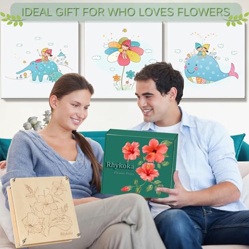 Rhykoka Wooden Flower Press, 11x11 inch 10 Layers Extra Large Flower Pressing Kit for Adults