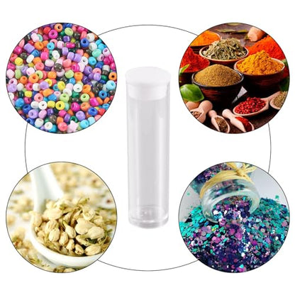 Craftdady 100Pcs Transparent Clear Plastic Small Empty Storage Tubes Bead Container Set Test Bottles Organizers Boxes with Lid 2.16x0.59 (55x15mm) - color: 100 tubes, 55x15mm, Clear