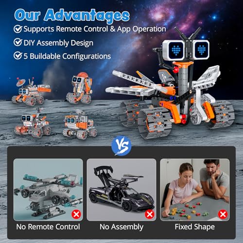 STEM Robot Building Kit for Kids 8-12, 5-in-1 App & RC Toy