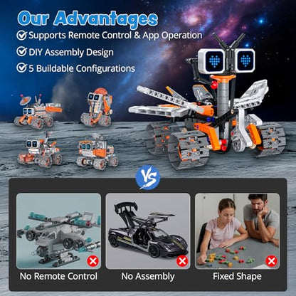 STEM Robot Building Kit for Kids 8-12, 5-in-1 App & RC Toy