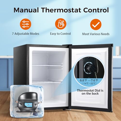 Kismile Upright Freezer, 2.1 Cu.ft Small Mini Freezer, Stainless Steel - color: Stainless Steel, size: 2.1 Cu.ft