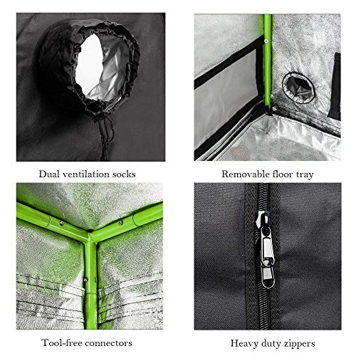 Grow Tent, 2x2 Feet Mylar Hydroponic Grow Tent with Obeservation Window and Floor Tray for Indoor Gardening Plant Growing (24"x 24"x 48") - size: 24"x24"x48"