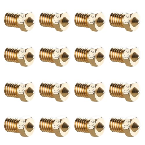 16Pcs V6 Nozzles 0.4mm Compatible for E3D V5 V6 Hotend, V6 Nozzle 0.4mm Compatible with ANYCUBIC I3 Mega A8 Prusa I3 MK3/MK3S 3D Printer Extruders Brass Nozzles, - style: 16Pcs V6 Nozzles 0.4mm