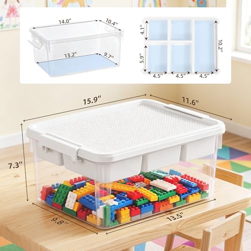 Citylife 17 QT Plastic Storage Box Building Baseplate Lid Removable Tray - size: 1 Pack-17 QT