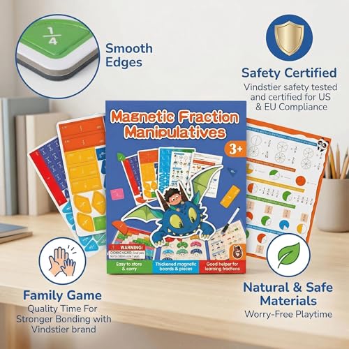 Magnetic Fraction Playbook With Tiles And Circles For Kids Grades 3 To 6