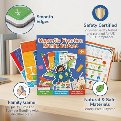 Magnetic Fraction Playbook With Tiles And Circles For Kids Grades 3 To 6