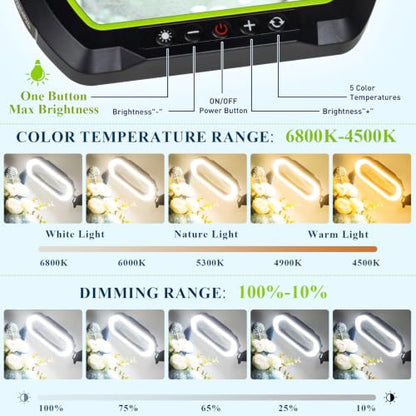 12X Square Magnifying Glass with Light and Clamp, Solder Helping Hand - color: Green, size: 12X
