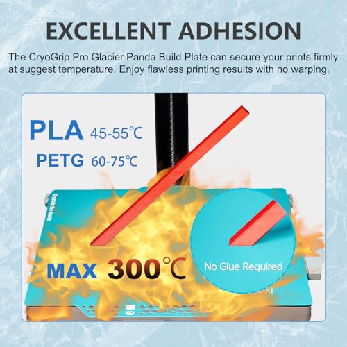 3D Printer Build Plate CryoGrip Pro Glacier Build Plate for Bambulab P2S/X1/X1C/X1E/P1P/P1S/A1/X2D 3D Printers, Panda Build Plate Double-Sided Fine Textured Spring Steel Sheet 257x257mm