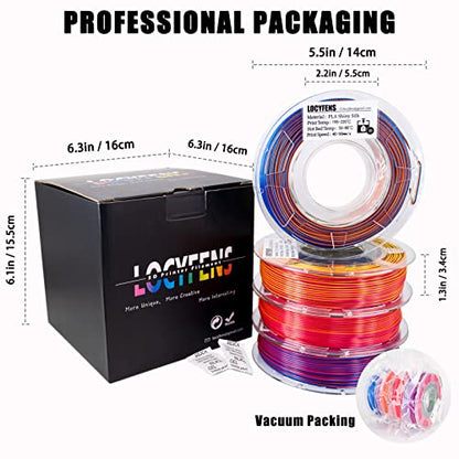 3D Printer Filament PLA, 3 in 1 Rainbow PLA Filament 1.75mm +/-0.02mm, High-Speed Printing Silk PLA Tri Color Filament, Fit to AMS, Coextrusion 3D Filament Bundle 200g x 4 Spools - color: 4 Pack Tri-color