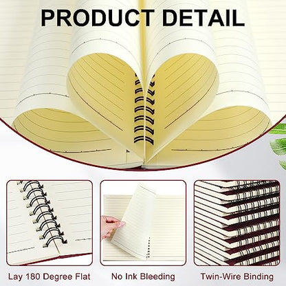 Yahenda 18 Pcs Spiral Notebooks, 1 Subject, Wide Ruled, Wine Red - color: Wine Red