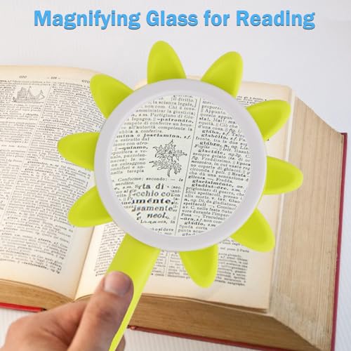 Rongon 10X Kids Magnifying Glass 3PCS Handheld Magnifier (Pink/Blue/Green) - color: Pink/Blue/Green