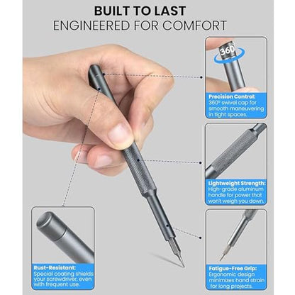 Card Holder 25-IN-1 Precision Small Screwdriver Set, Professional Mini Bit Tool Set for Glasses, Watch, Ring Doorbell, Electronic，Computer，high-strength steel Screw Driver，Magnetic，Gift for Mens