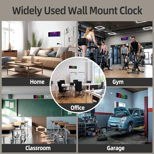 HAITANG 16.2" White Digital Wall Clock, 8 Colors, Remote & Night Light - color: White