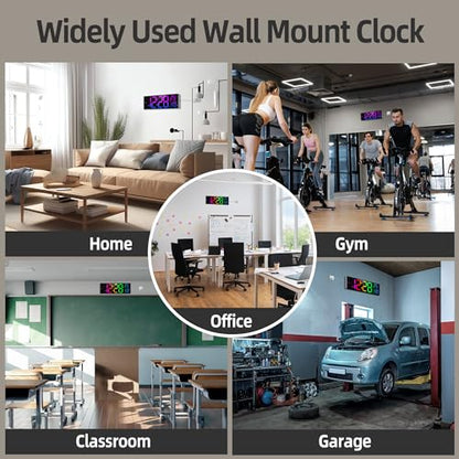 HAITANG 16.2" White Digital Wall Clock, 8 Colors, Remote & Night Light - color: White