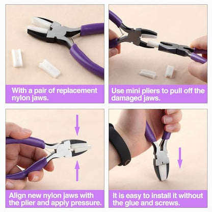 SPEEDWOX 5.5" Nylon Jaw Pliers Flat Nose, 2 Replacement Tips for Jewelry - style: Flat Nylon Jaw Pliers