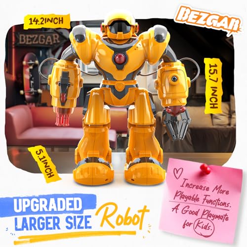 BEZGAR Programmable RC Robot with 22 Actions & 78 Expressions - color: Yellow