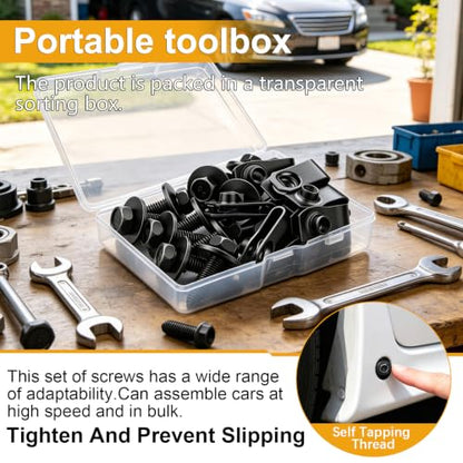 weideer 20PCS M8-1.25 Universal Fender Liner Screw U Nut Kit,Engine Splash Shield Hex Head Screw U Clips,Automotive Body Screws Clips(25sets) K-G132-M8-20PCS - color: BK-M8