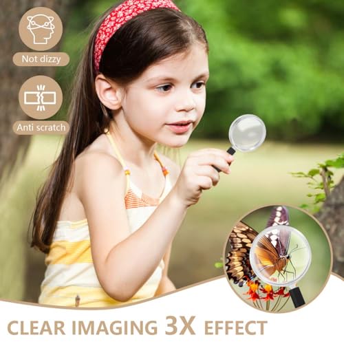SenseYo 10 Pack 3X Mini Kids Magnifying Glass Handheld Small Magnifier for Seniors Reading Close Work Book Newspaper Hobby Nature Exploration Scientific Activities
