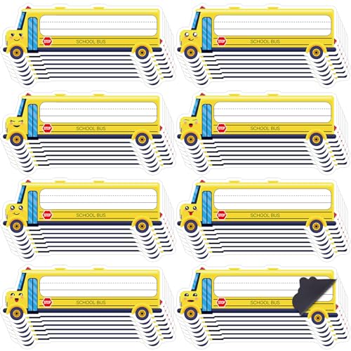 Resurhang 48 Pcs School Bus Magnetic Name Tags for Classroom - style: School Bus