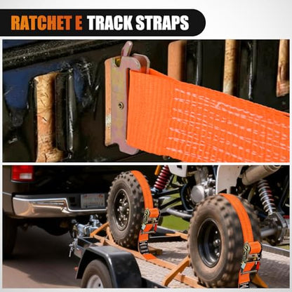 Nilight E-Track Ratchet Straps 8 Pack 2" x 15' Orange - color: 2in x 15ft E-Track Ratchet Straps